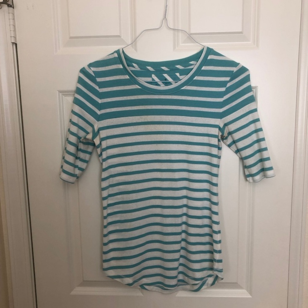Blue/Green & White Stripe Top